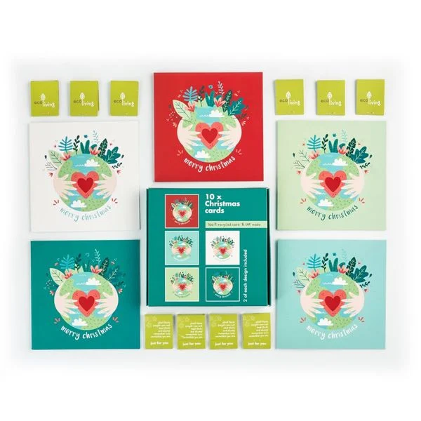 10 Recycled Christmas Cards - Eco Earth - all designs included