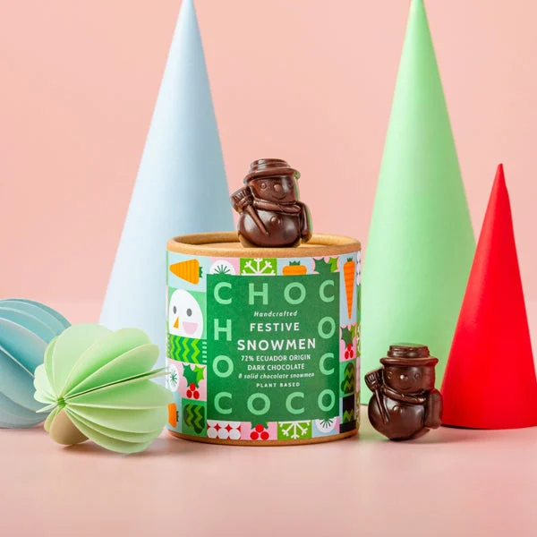 Chococo 72% Dark Chocolate Mini Snowmen Tube