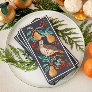 Partridge & Pear Long Lunch Paper Napkins - 16 Pack
